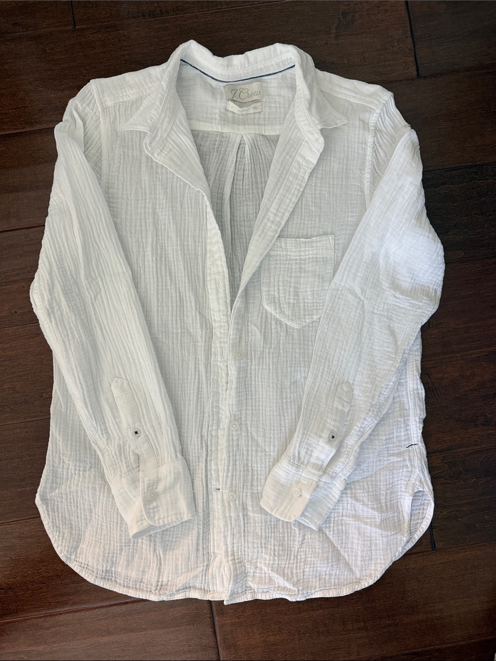 J. Crew White Gauze Button-Up Shirt
